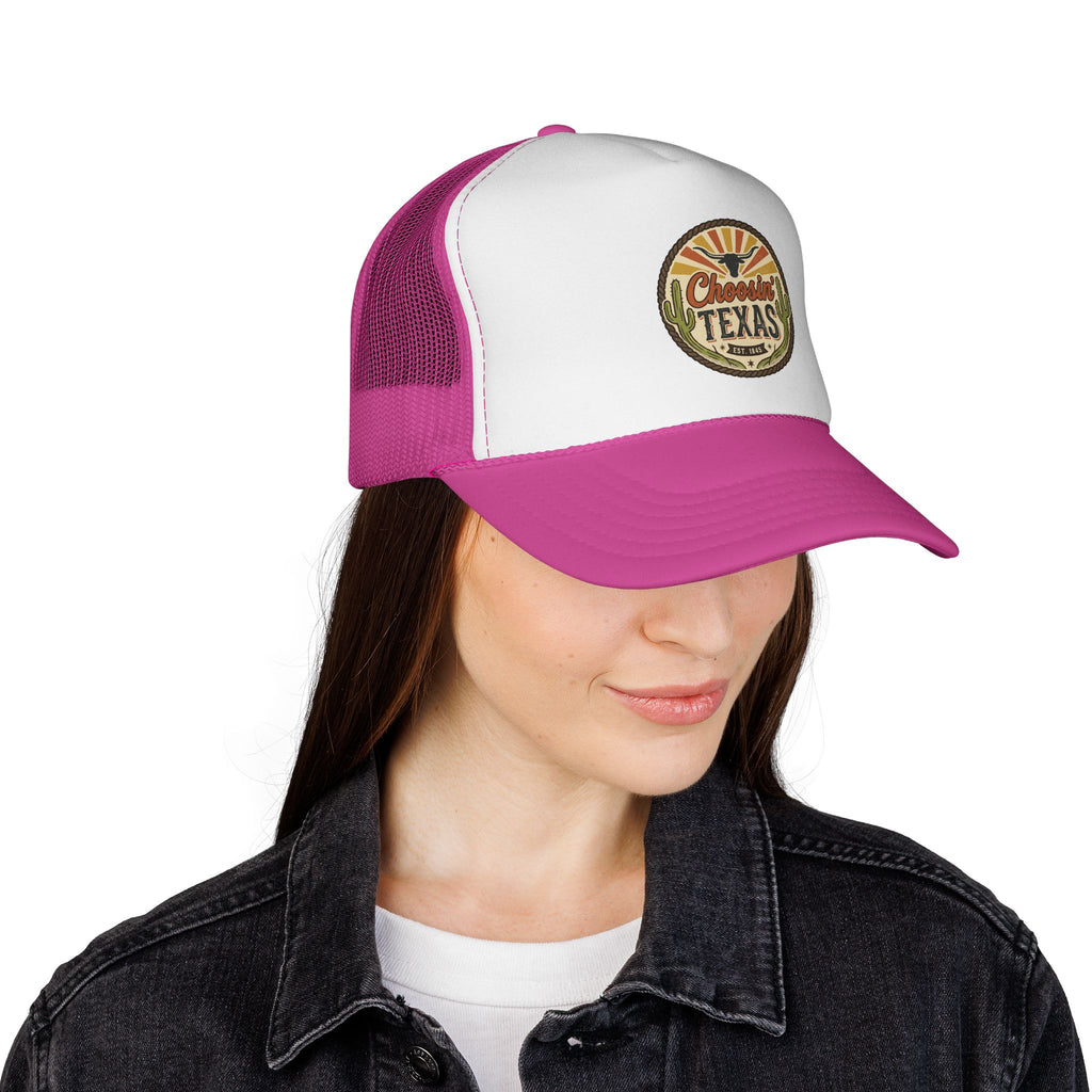 Choosein' Texas Trucker Cap — Retro Desert Patch Hat