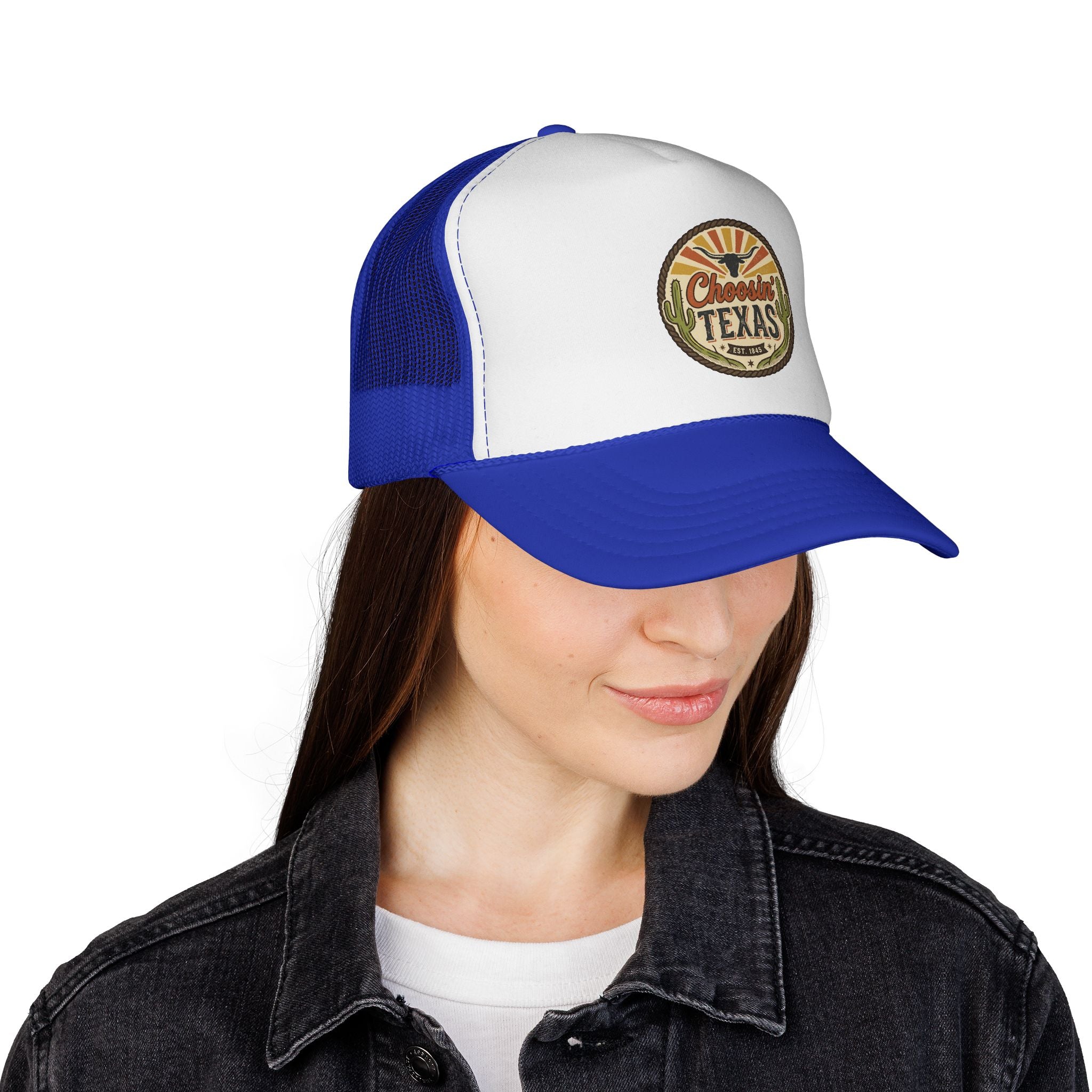 Choosein' Texas Trucker Cap — Retro Desert Patch Hat