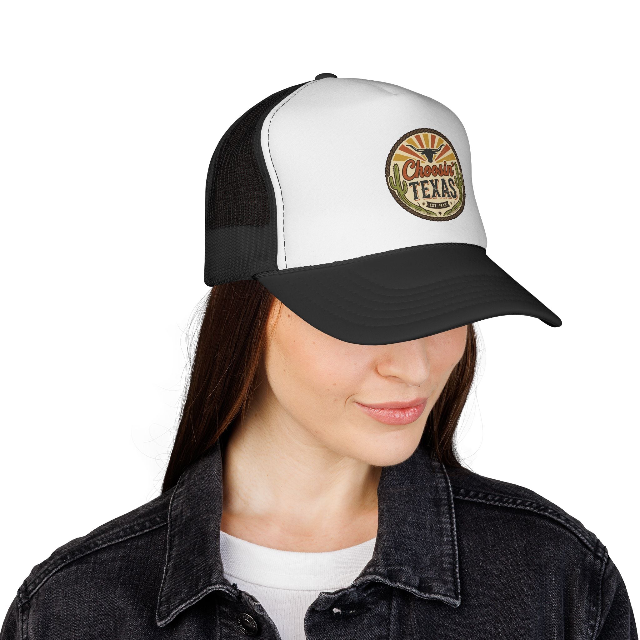 Choosein' Texas Trucker Cap — Retro Desert Patch Hat