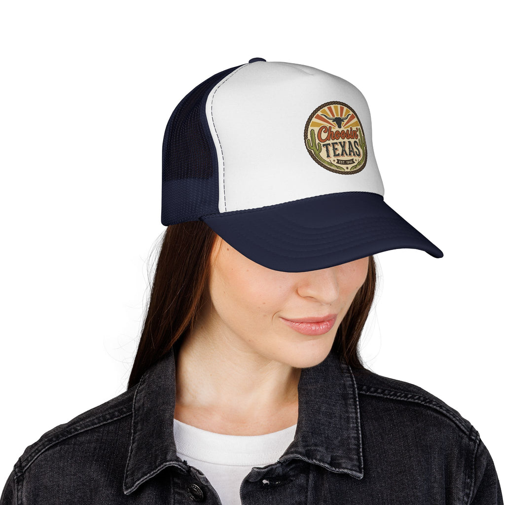 Choosein' Texas Trucker Cap — Retro Desert Patch Hat