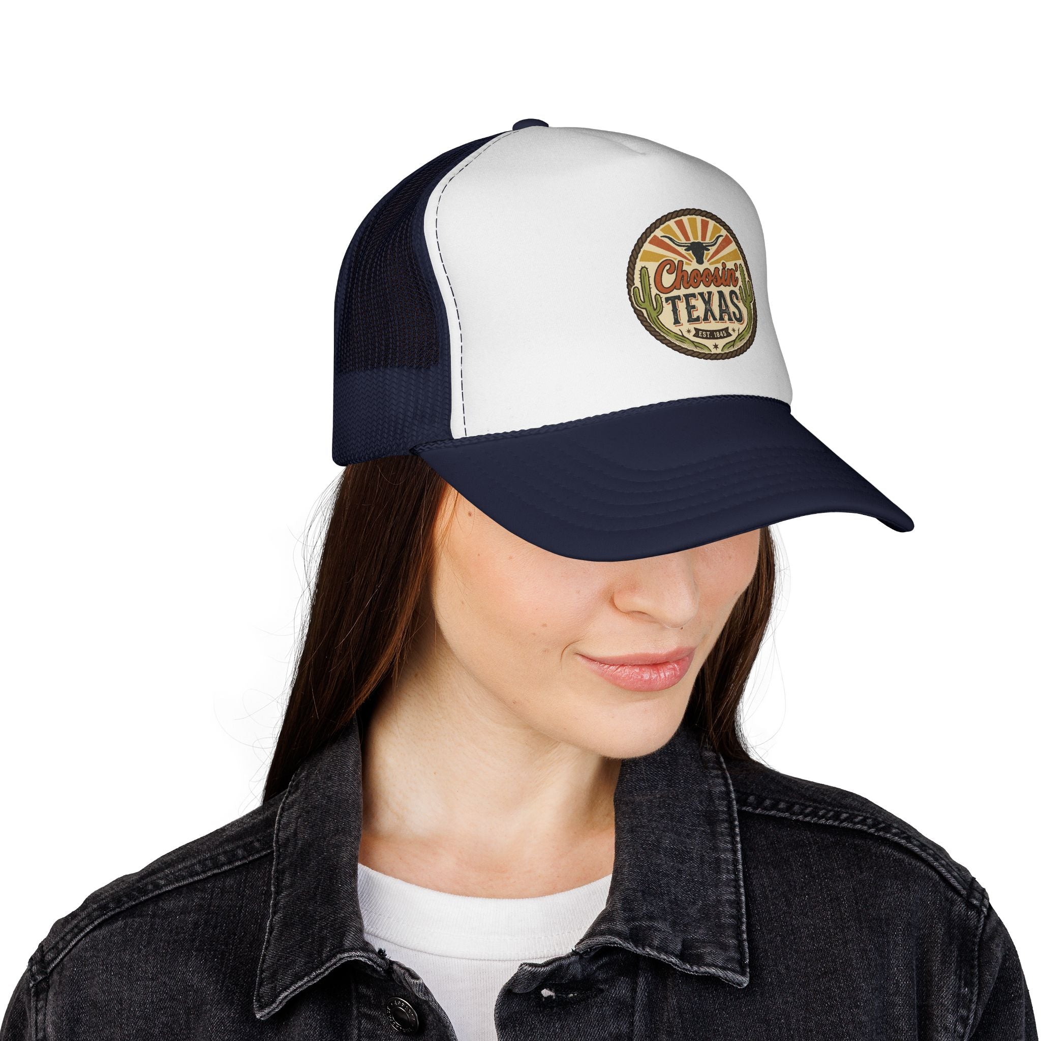 Choosein' Texas Trucker Cap — Retro Desert Patch Hat