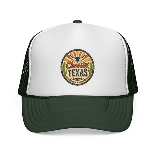 Choosein' Texas Trucker Cap — Retro Desert Patch Hat